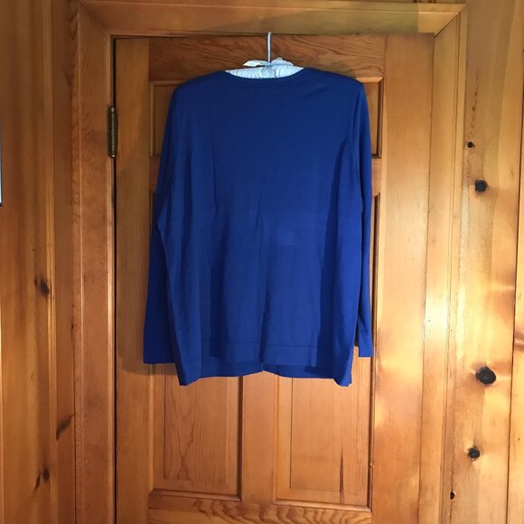 AUGUST SILK WOMAN blue button down cardigan, size 1X. - Picture 2 of 3